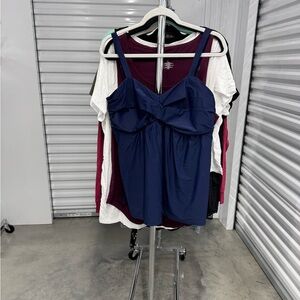 Tankini Top with Twist Front Detail in Navy Blue | size 3X